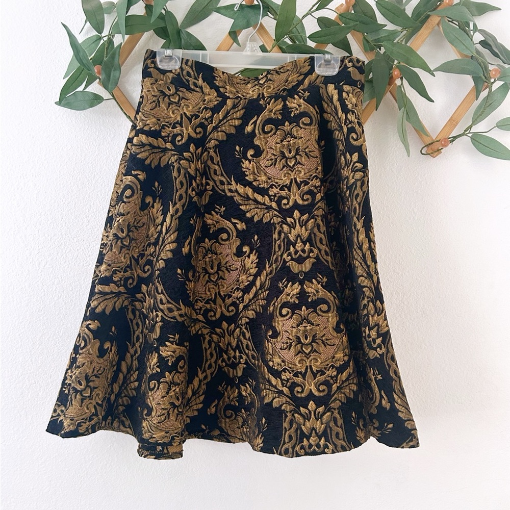 Chicwish Golden Bouquet Embossed Jacquard Skirt